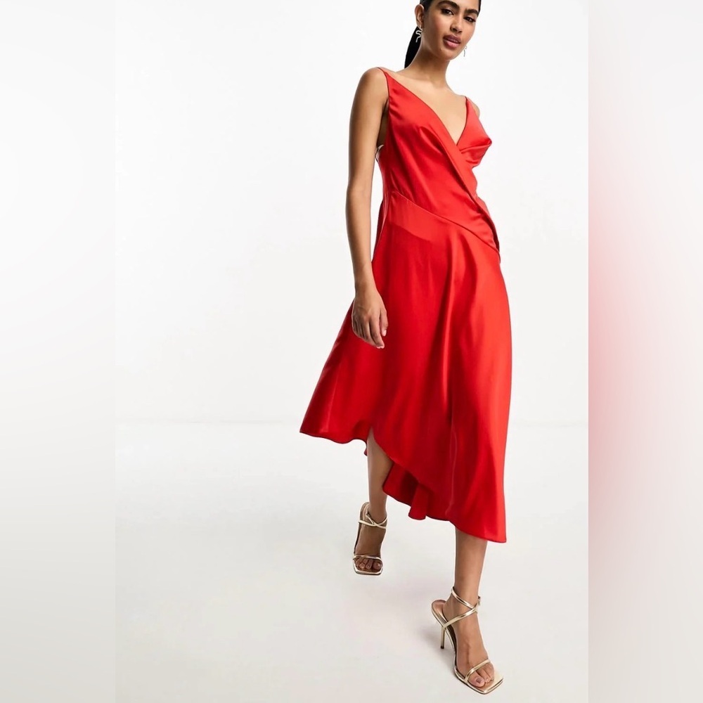 ASOS Bold Red Asymmetrical Dress